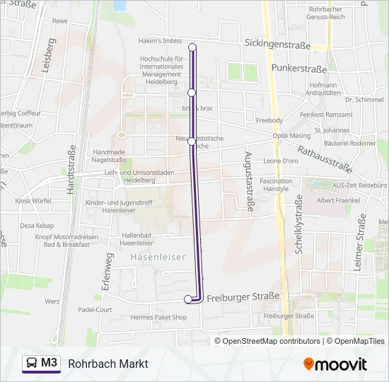 M3 Bus Line Map