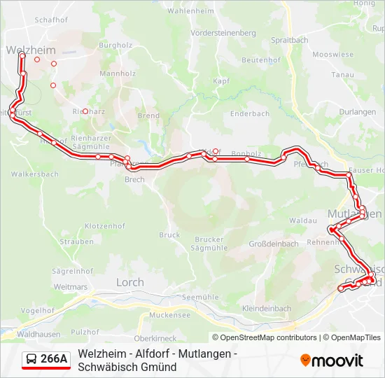 Автобус 266A: карта маршрута