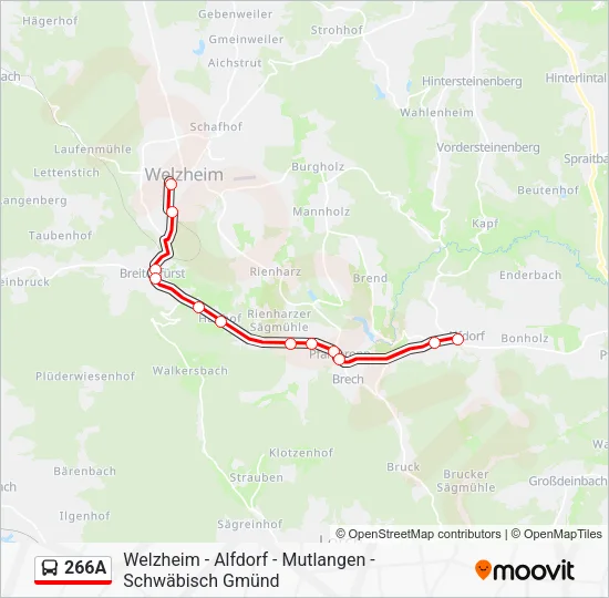 266A Bus Line Map