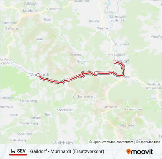 Автобус SEV: карта маршрута
