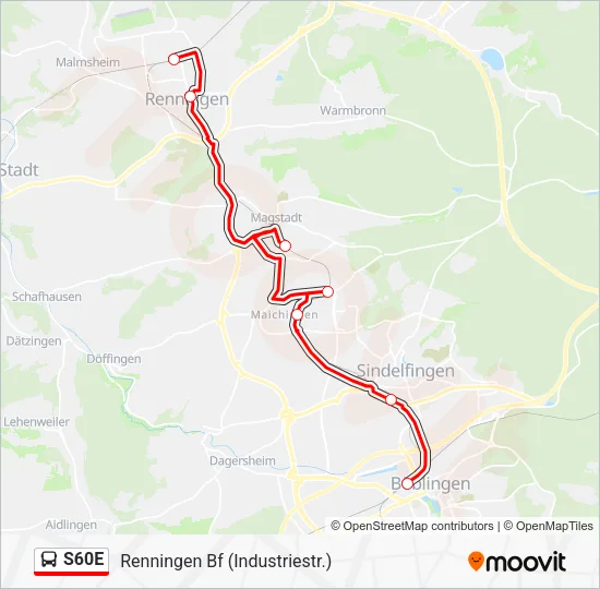 S60E Bus Line Map