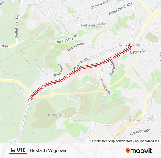 U1E Bus Line Map