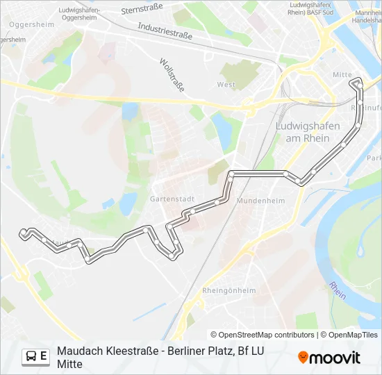 Автобус E: карта маршрута