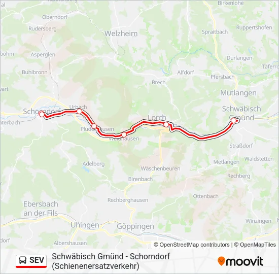 Автобус SEV: карта маршрута