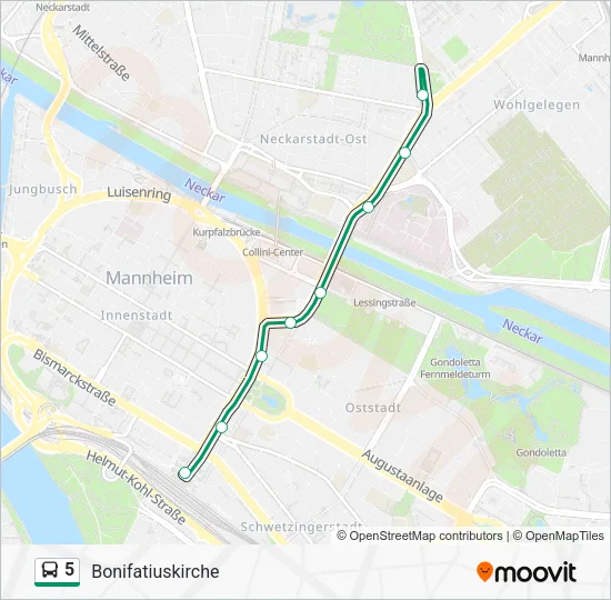 5 Bus Line Map