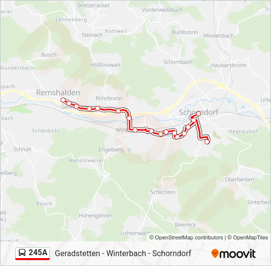 Автобус 245A: карта маршрута