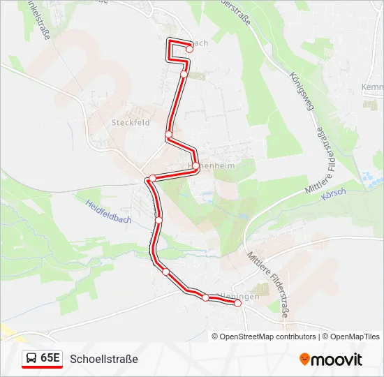 65E Bus Line Map