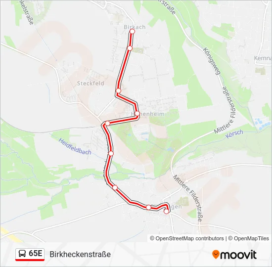 65E Bus Line Map
