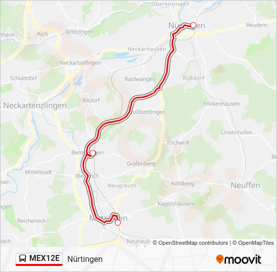 Автобус MEX12E: карта маршрута