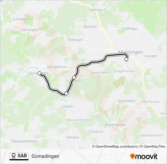 Sab Map SAB Route - Schelklingen - Gammertingen: Fahrpläne, Haltestellen ...