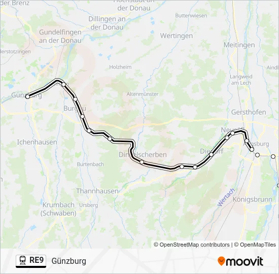 RE9 Train Line Map