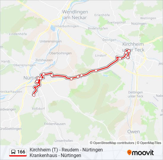 166 bus Line Map