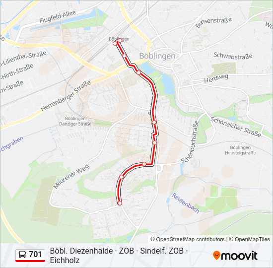 701 bus Line Map