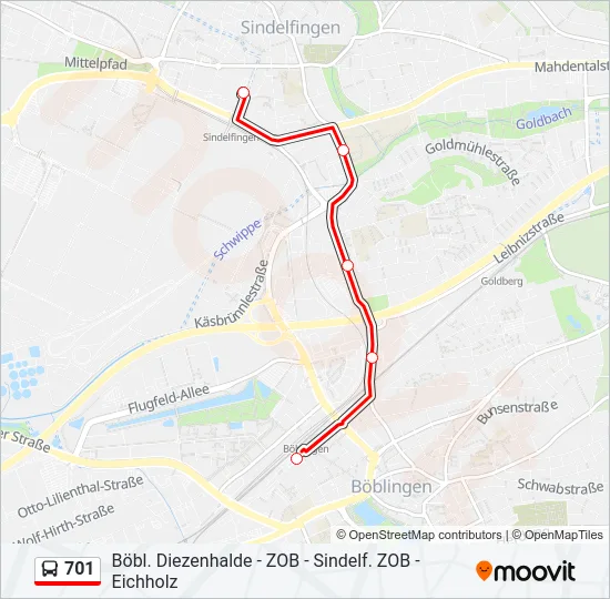 701 Bus Line Map