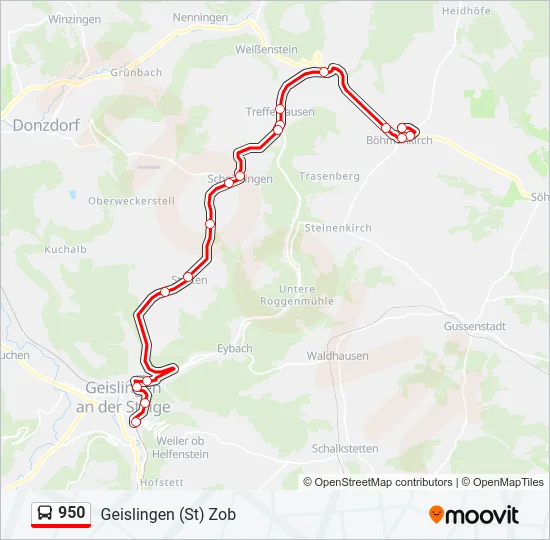 950 Bus Line Map