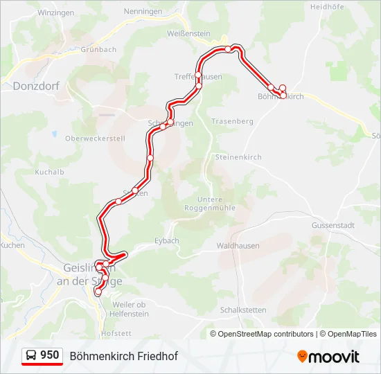 950 Bus Line Map