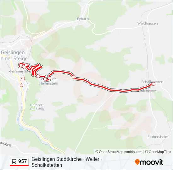 957 Bus Line Map