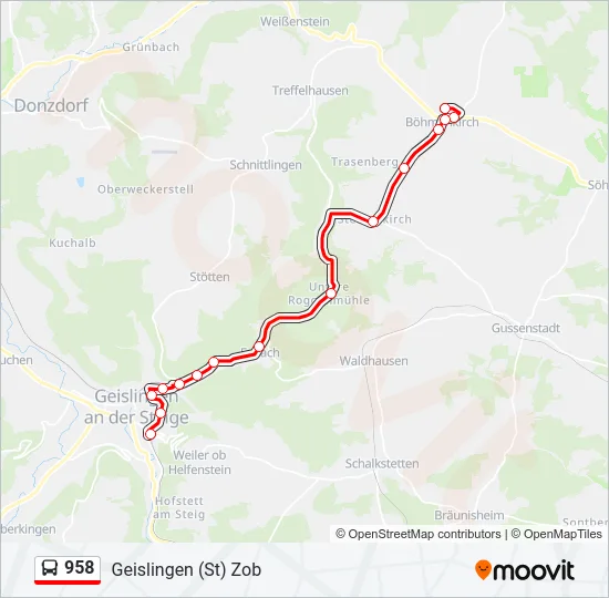 958 Bus Line Map