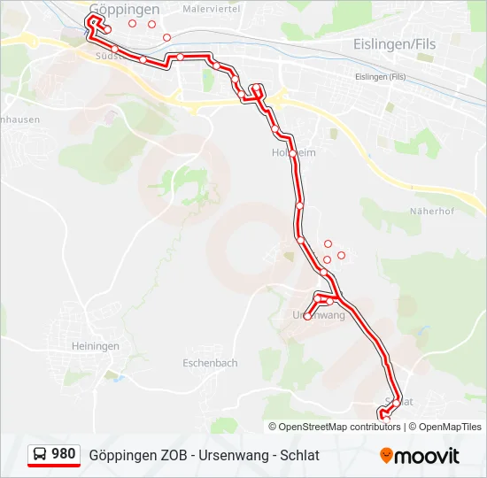 980 Bus Line Map