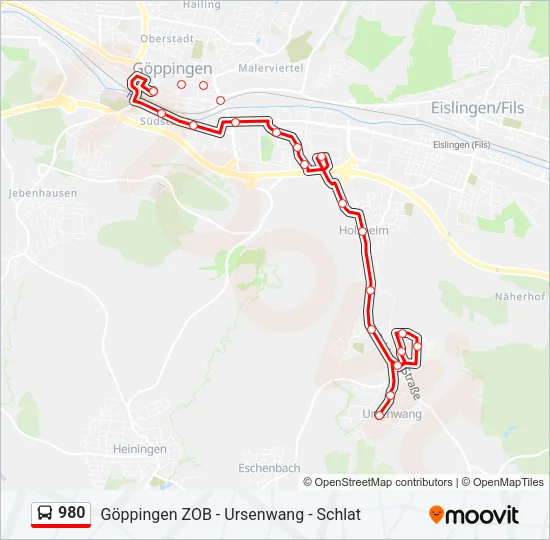 980 Bus Line Map