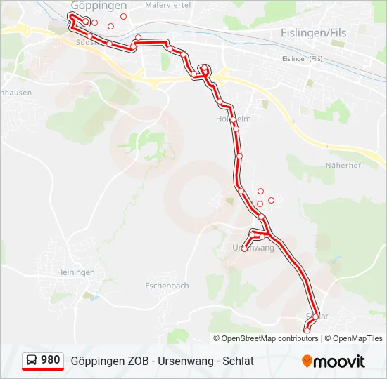 980 Bus Line Map