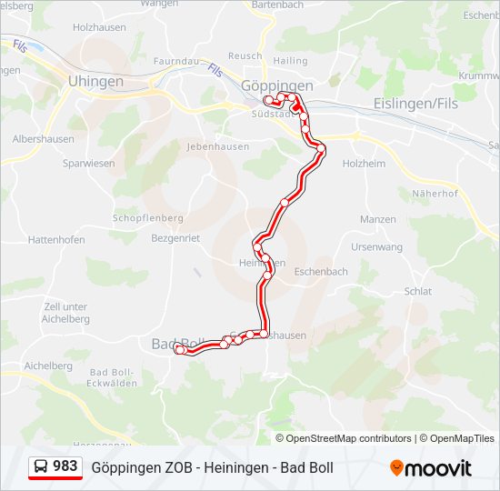 983 Bus Line Map