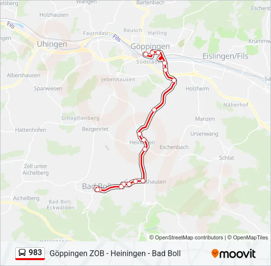 983 Bus Line Map