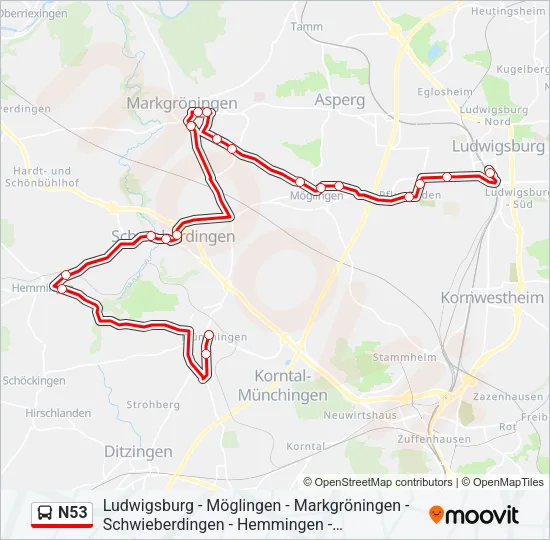 N53 Bus Line Map