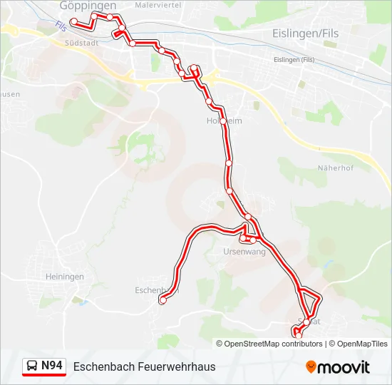 N94 Bus Line Map