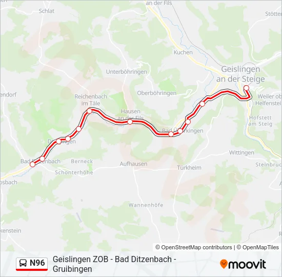 N96 Bus Line Map
