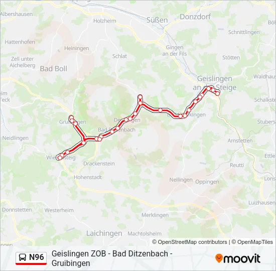 N96 Bus Line Map