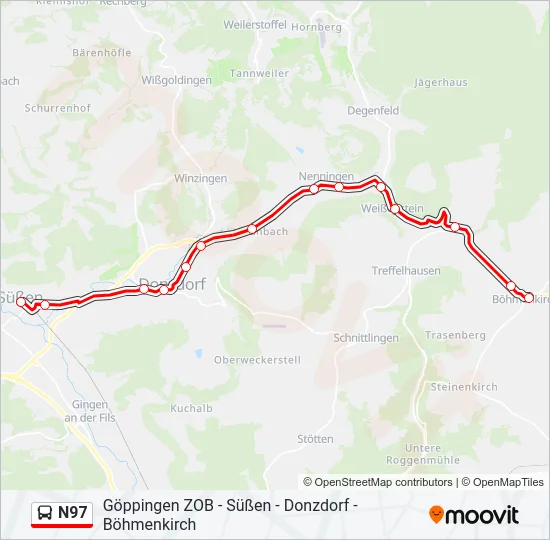 N97 Bus Line Map