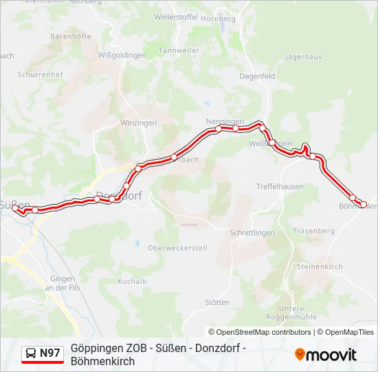 N97 Bus Line Map