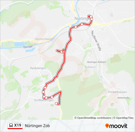 X19 Bus Line Map