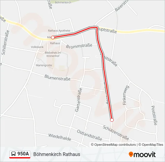 950A Bus Line Map
