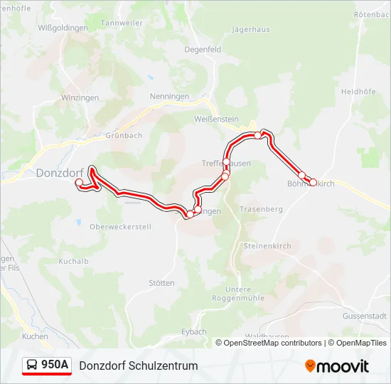 950A Bus Line Map