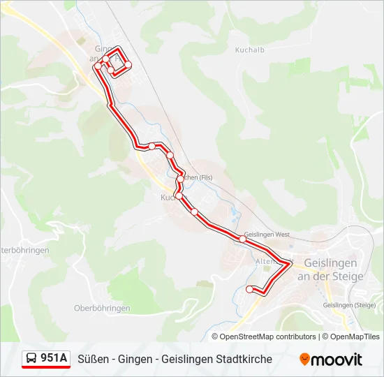 951A Bus Line Map