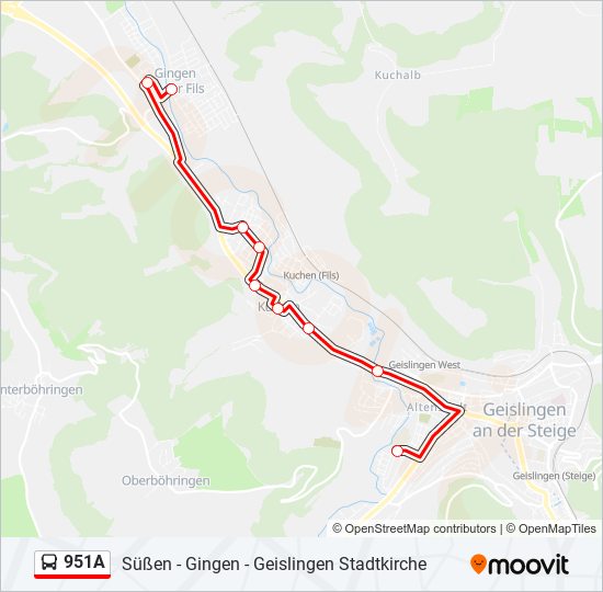 951A bus Line Map