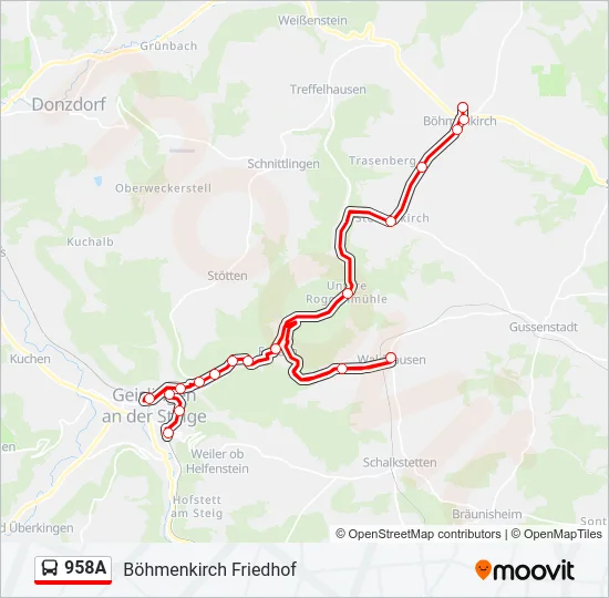 958A Bus Line Map