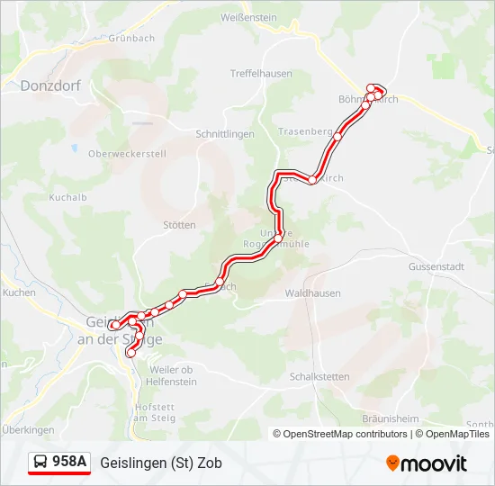 958A Bus Line Map