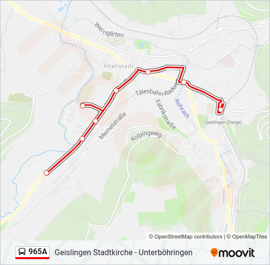 965A Bus Line Map