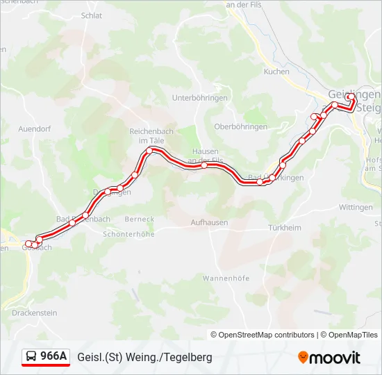 966A Bus Line Map