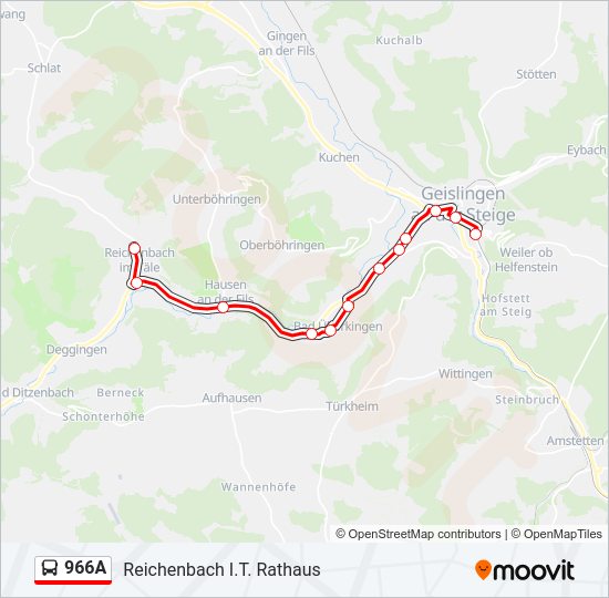966A Bus Line Map