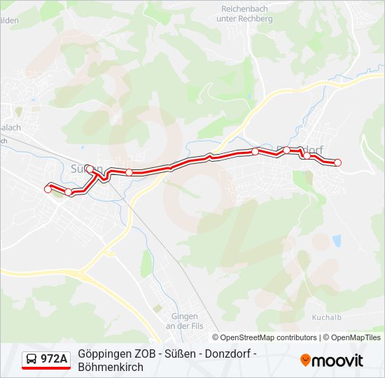 Автобус 972A: карта маршрута