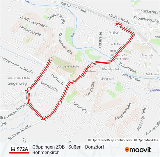 972A Bus Line Map