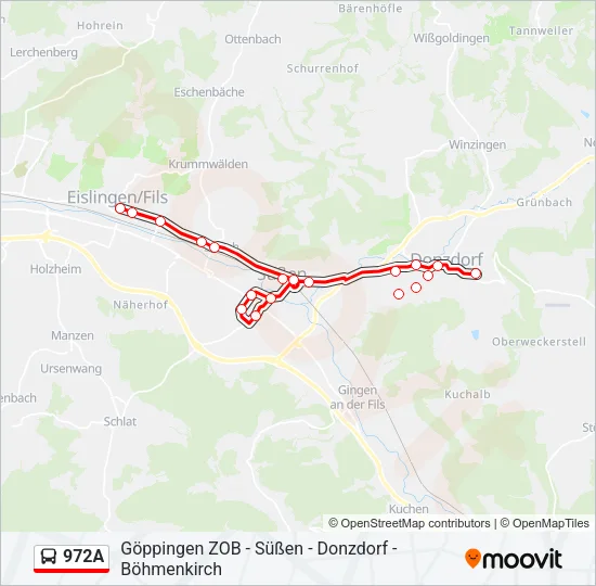 972A Bus Line Map
