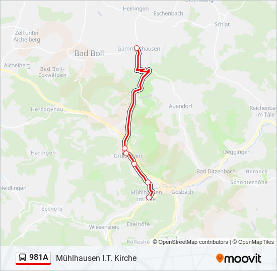 981A bus Line Map