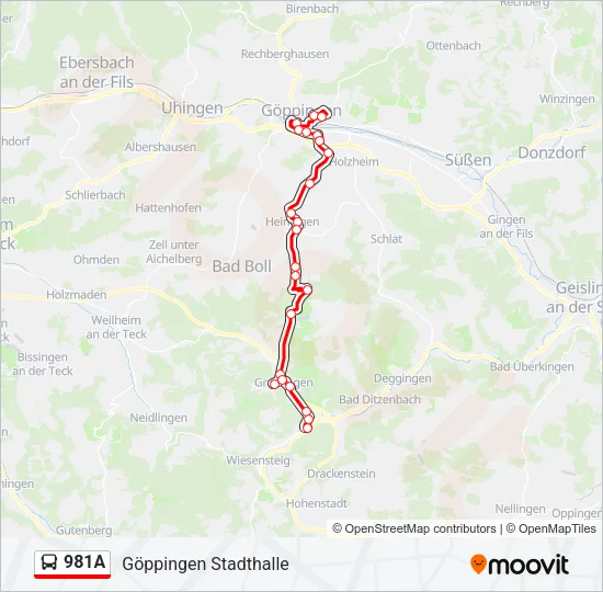 981A Bus Line Map