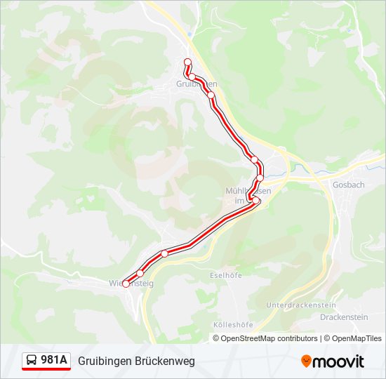 981A bus Line Map