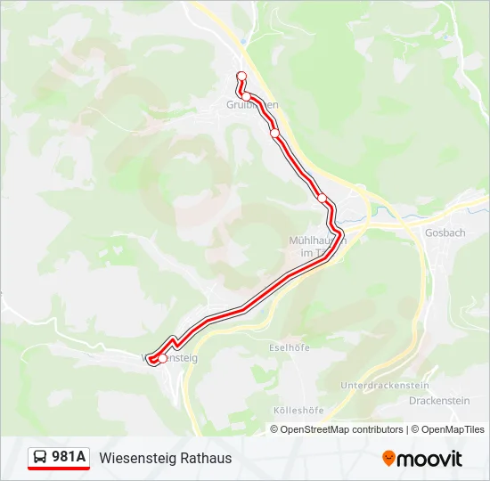 981A Bus Line Map